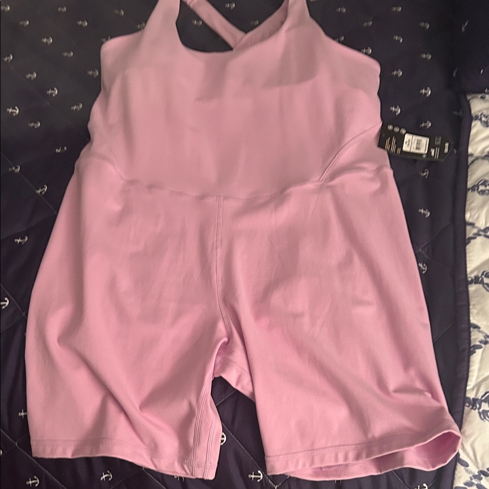 Pink spandex bodysuit romper